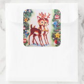 レトロヴィンテージクリスマスホリデートインデナーステッカー スクエアシール (バッグ)