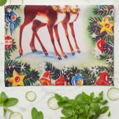 レトロヴィンテージクリスマスホリデートインデナー キッチンタオル (折り畳み)