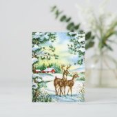 レトロヴィンテージクリスマスホリデートインデナー シーズンポストカード (スタンド正面)