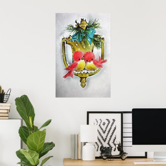 レトロヴィンテージクリスマスホリデーバードのポスター ポスター (ホームオフィス)