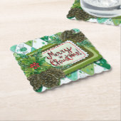 レトロヴィンテージクリスマスホリデーパーティーのコースター ペーパーコースター (アングル)