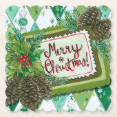 レトロヴィンテージクリスマスホリデーパーティーのコースター ペーパーコースター (正面)
