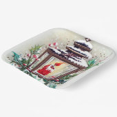 レトロヴィンテージクリスマスホリデーパーティー ペーパープレート (傾斜あり)