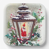 レトロヴィンテージクリスマスホリデーパーティー ペーパープレート (正面)