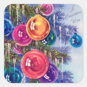 レトロヴィンテージクリスマスホリデーブラブステッカー スクエアシール (正面)