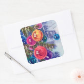 レトロヴィンテージクリスマスホリデーブラブステッカー スクエアシール (封筒)