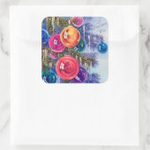 レトロヴィンテージクリスマスホリデーブラブステッカー スクエアシール (バッグ)