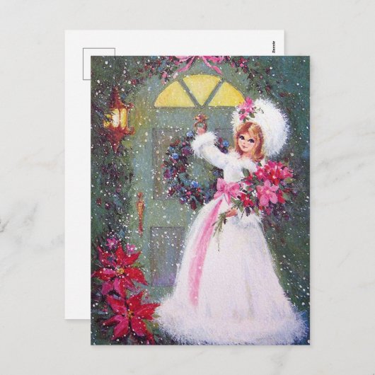 レトロヴィンテージクリスマスホリデーポストカード シーズンポストカード (正面/裏面)