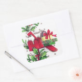 レトロヴィンテージクリスマスホリデーメールボックスシール スクエアシール (封筒)