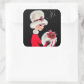 レトロヴィンテージクリスマスホリデーレディーシール スクエアシール (バッグ)