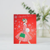 レトロヴィンテージクリスマスホリデーレディーメッセージを追加 シーズンカード (スタンド正面)