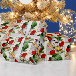 レトロヴィンテージクリスマスホリデー雪だるまパーティーラップ ラッピングペーパー