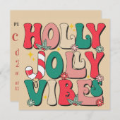 レトロヴィンテージクリスマスホリーすてきビベスパーティー 招待状 (正面/裏面)