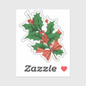 レトロヴィンテージクリスマスホリーアンドボウ シール (シート)