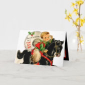 レトロヴィンテージクリスマスボーイ追加気持ち カード (黄色い花)