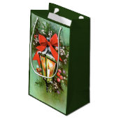 レトロヴィンテージクリスマスラップホリデーパーティバッグ スモールペーパーバッグ (裏面アングル)