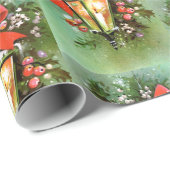 レトロヴィンテージクリスマスランプのパターンパーティーラップ ラッピングペーパー (ロールコーナー)