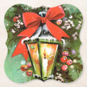 レトロヴィンテージクリスマスランプホリデイ ペーパーコースター (正面)
