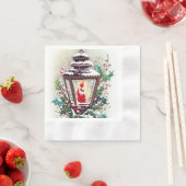 レトロヴィンテージクリスマスランプホリデイ 縁ありカクテルナプキン (インサイチュ)