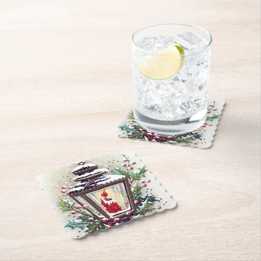 レトロヴィンテージクリスマスランプ紙コースター ペーパーコースター (インサイチュ)