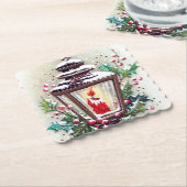 レトロヴィンテージクリスマスランプ紙コースター ペーパーコースター (アングル)