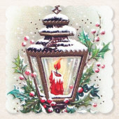 レトロヴィンテージクリスマスランプ紙コースター ペーパーコースター (正面)