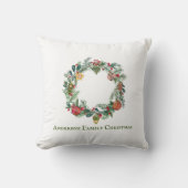 レトロヴィンテージクリスマスリースファミリー名カスタム クッション (正面)