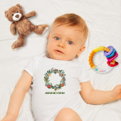 レトロヴィンテージクリスマスリースファミリー名カスタム ベビーボディスーツ