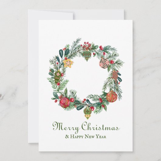 レトロヴィンテージクリスマスリース&オーナメント おもしろい カード (正面)