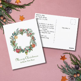 レトロヴィンテージクリスマスリース&オーナメント おもしろい ポストカード