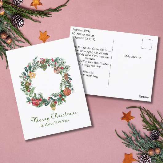 レトロヴィンテージクリスマスリース&オーナメント おもしろい ポストカード