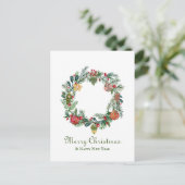 レトロヴィンテージクリスマスリース&オーナメント おもしろい ポストカード (スタンド正面)