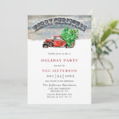 レトロヴィンテージクリスマスレッドトラックホリデーパーティー 招待状 (スタンド正面)