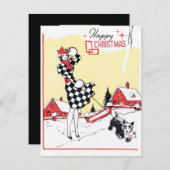 レトロヴィンテージクリスマスレディにメッシーカードを追加 シーズンカード (正面/裏面)