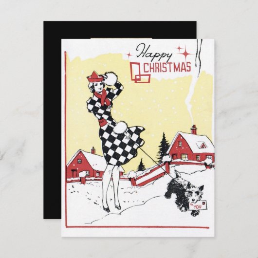 レトロヴィンテージクリスマスレディにメッシーカードを追加 シーズンカード (正面/裏面)