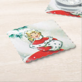レトロヴィンテージクリスマスレディパーティーコースター ペーパーコースター (アングル)