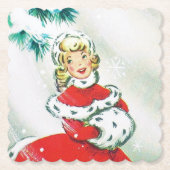 レトロヴィンテージクリスマスレディパーティーコースター ペーパーコースター (正面)