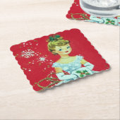 レトロヴィンテージクリスマスレディパーティーコースター ペーパーコースター (アングル)