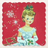 レトロヴィンテージクリスマスレディパーティーコースター ペーパーコースター (正面)