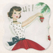 レトロヴィンテージクリスマスレディパーティーコースター ペーパーコースター (正面)