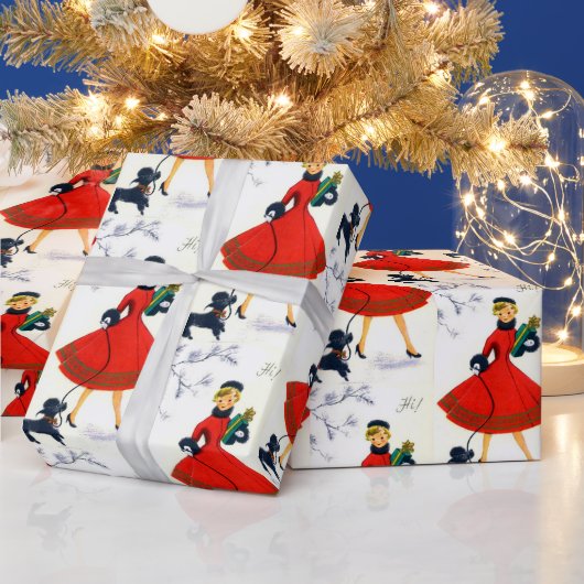 レトロヴィンテージクリスマスレディパーティーラップ ラッピングペーパー (クリスマス)