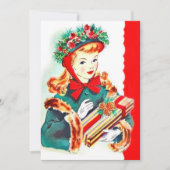 レトロヴィンテージクリスマスレディパーティー 招待状 (正面)