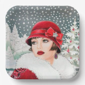 レトロヴィンテージクリスマスレディース ペーパープレート (正面)