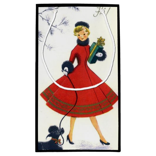 レトロヴィンテージクリスマスレディーパーティーバッグ スモールペーパーバッグ (裏面)