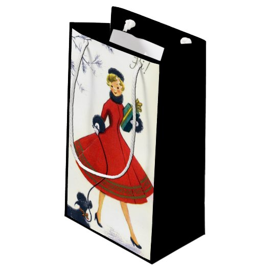 レトロヴィンテージクリスマスレディーパーティーバッグ スモールペーパーバッグ (裏面アングル)
