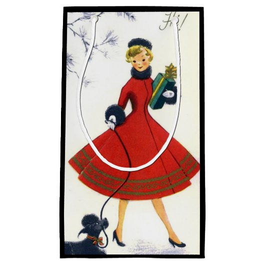 レトロヴィンテージクリスマスレディーパーティーバッグ スモールペーパーバッグ (正面)