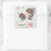 レトロヴィンテージクリスマスレディーホリデイ スクエアシール (バッグ)