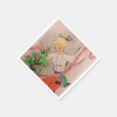 レトロヴィンテージクリスマスレディーホリデイ スタンダードカクテルナプキン (角)