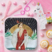 レトロヴィンテージクリスマスレディーホリデイ ペーパープレート (パーティー)