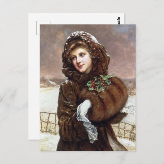 レトロヴィンテージクリスマスレディーホリデイ ポストカード (正面/裏面)